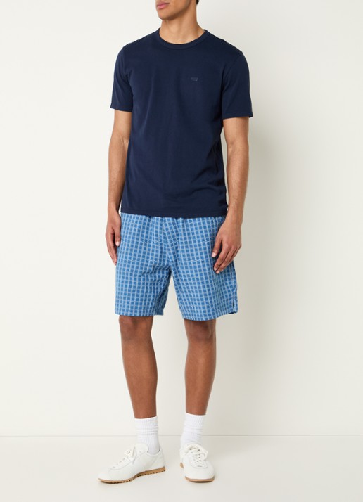 Levi's Straight fit korte broek met ruitdessin - voorkant 3 blauw