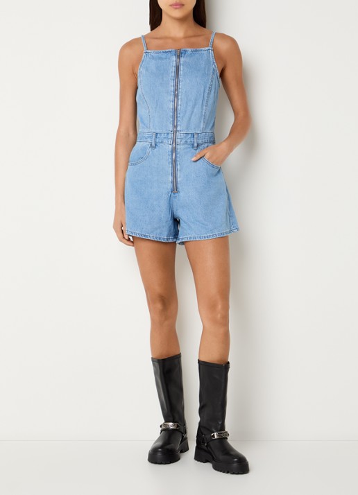 Levi's Straight fit playsuit met steekzakken - voorkant 4 indigo