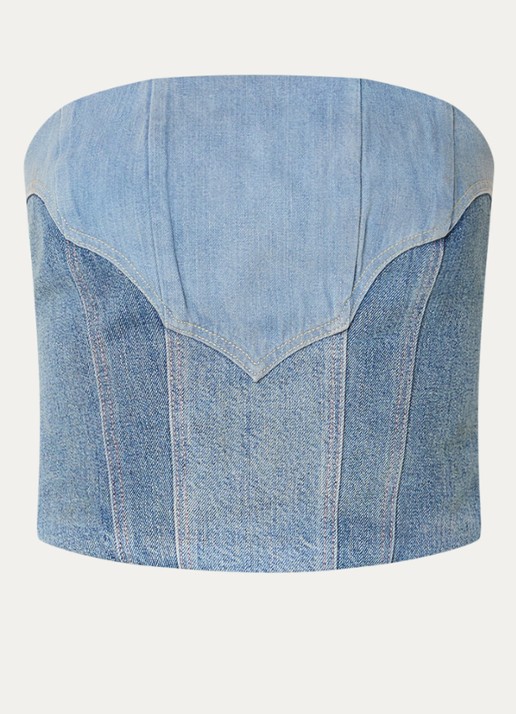 Levi's Strapless top van denim - voorkant 3 indigo