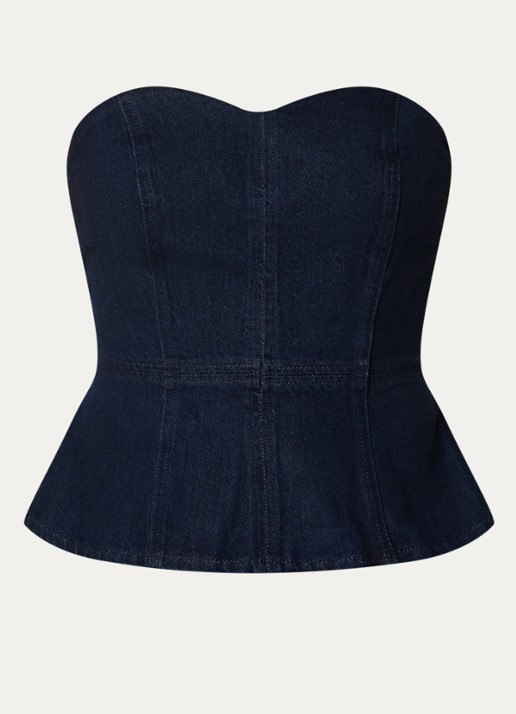 Levi's Strapless top van denim - voorkant 3 donkerblauw