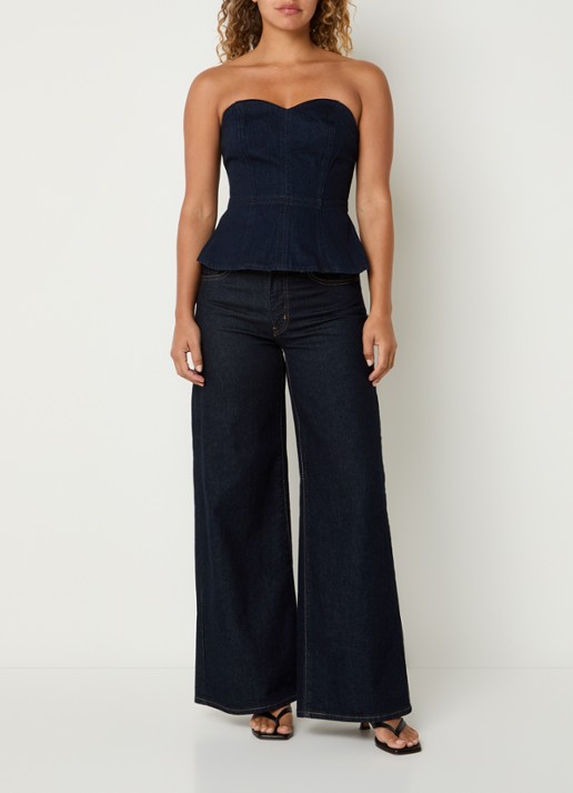 Levi's Strapless top van denim - voorkant 4 donkerblauw