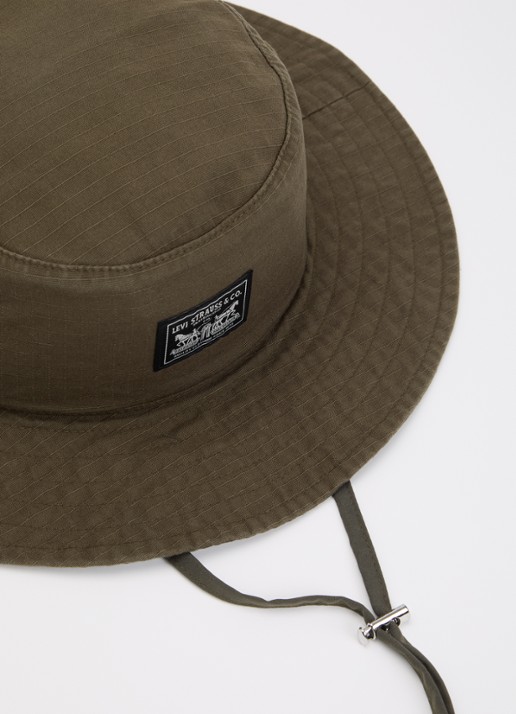 Levi's Summer drawstring bucket hat van denim  - detail 2 legergroen