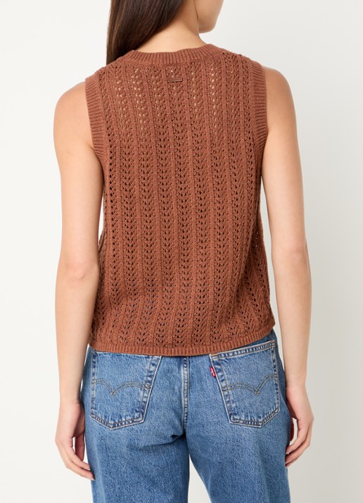 Levi's Sunrise grofgebreide tanktop in linnenblend - achterkant 3 beige
