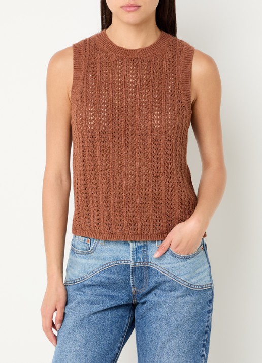 Levi's Sunrise grofgebreide tanktop in linnenblend - detail 4 beige