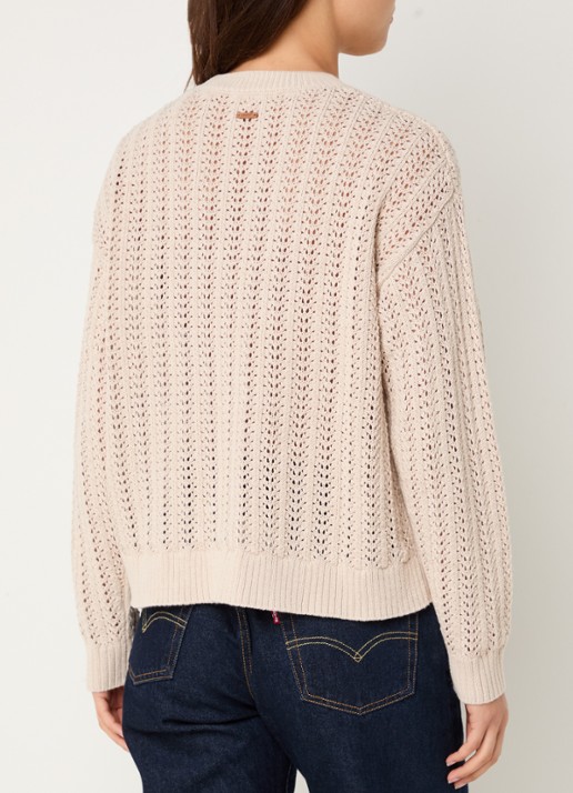 Levi's Sunrise grofgebreide trui in linnenblend met opengewerkt dessin - achterkant beige
