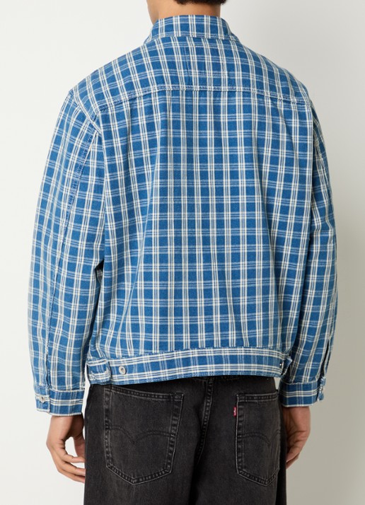 Levi's Sunrise Trucker comfort fit overshirt met ruitdessin - achterkant 2 indigo