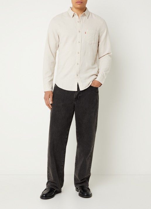 Levi's Sunset overhemd in linnenblend met borstzak - voorkant 4 creme