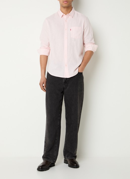 Levi's Sunset regular fit overhemd in linnenblend - voorkant 2 lichtroze