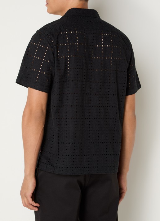 Levi's Sunset regular fit overhemd met opengewerkt dessin - achterkant 4 zwart