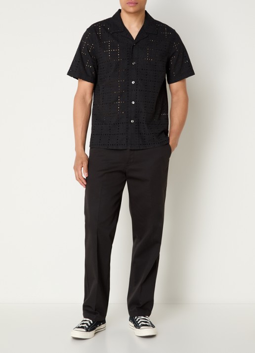 Levi's Sunset regular fit overhemd met opengewerkt dessin - voorkant 3 zwart