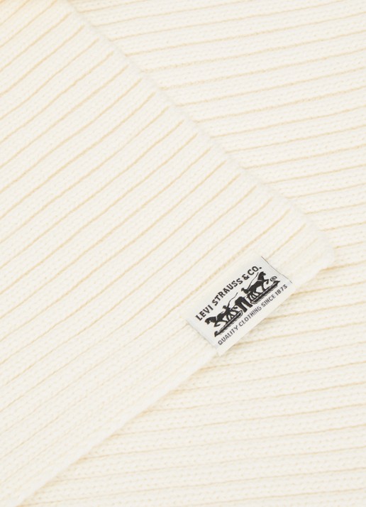 Levi's Sunset ribgebreide sjaal 180 x 30 cm - detail 2 gebroken wit