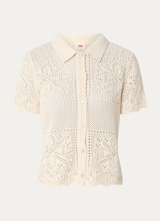 Levi's Susanna blouse met opengewerkt dessin - voorkant creme