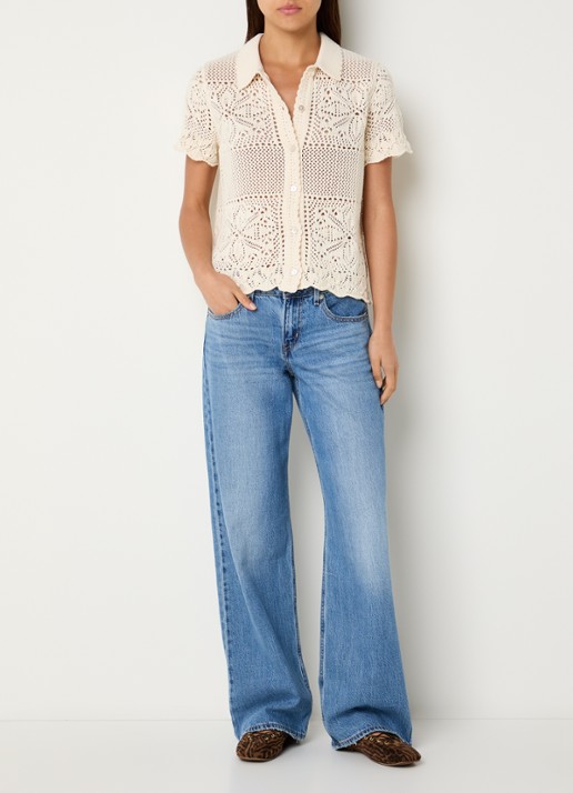 Levi's Susanna blouse met opengewerkt dessin - voorkant 2 creme