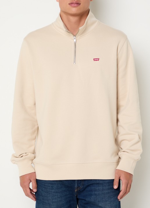 Levi's Sweater met halve rits en logoborduring