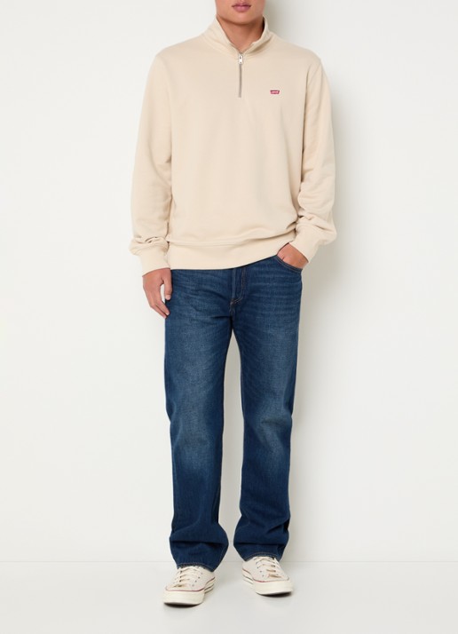 Levi's Sweater met halve rits en logoborduring - voorkant 3 beige