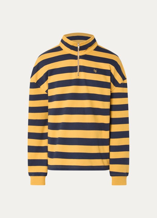 Levi's Sweater met halve rits en logoborduring - voorkant 3 geel