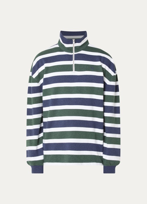 Levi's Sweater met halve rits en logoborduring - voorkant 3 indigo