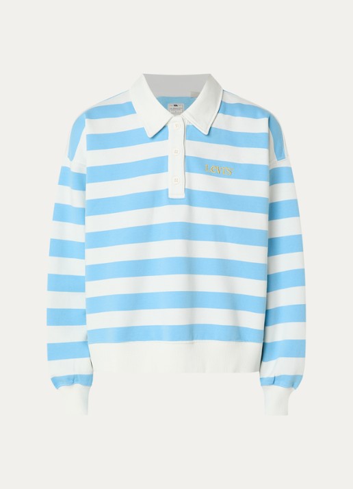 Levi's Sweater met polokraag en logoborduring - voorkant 3 lichtblauw