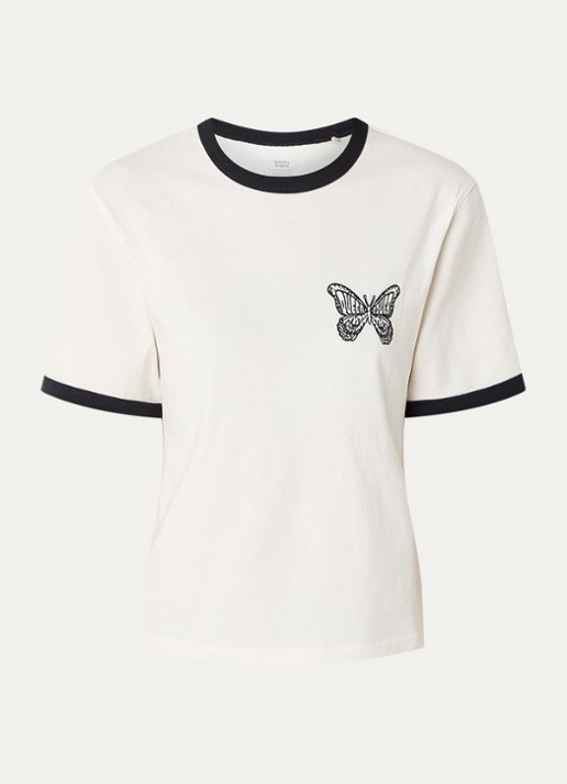 Levi's T-shirt met borduring - voorkant 3 gebroken wit