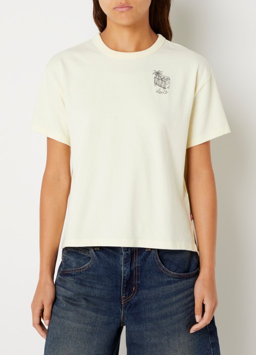 Levi's T-shirt met borduring - achterkant 4 lichtgeel
