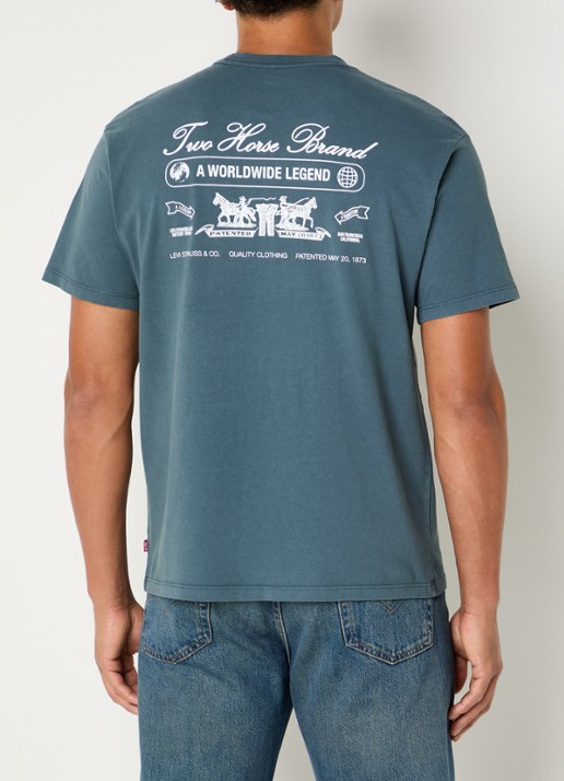 Levi's T-shirt met front- en backprint - detail petrol