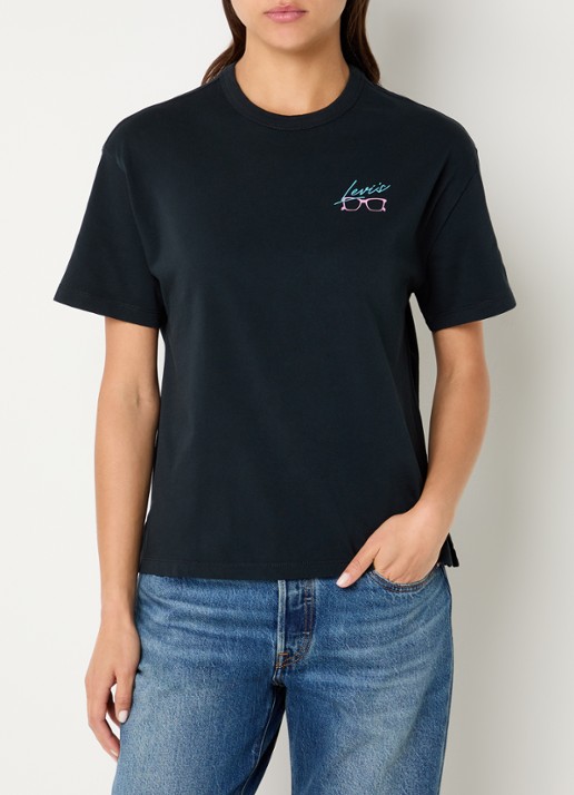 Levi's T-shirt met logo- en backprint - achterkant 4 donkerblauw