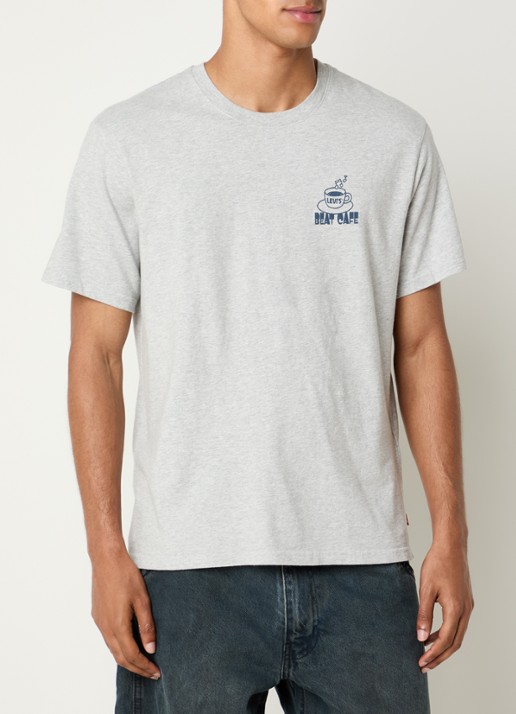 Levi's T-shirt met logo- en backprint - achterkant 4 grijs