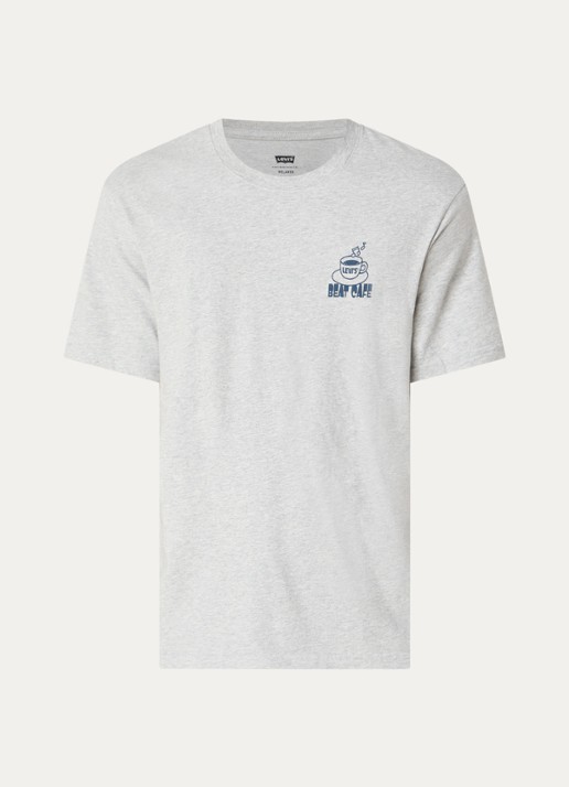 Levi's T-shirt met logo- en backprint - voorkant grijs