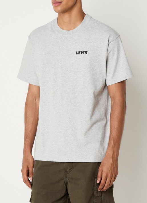 Levi's T-shirt met logo- en backprint - achterkant 4 grijs