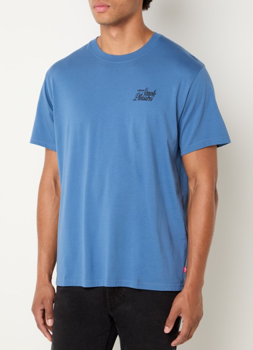 Levi's T-shirt met logo- en backprint - achterkant 2 blauw
