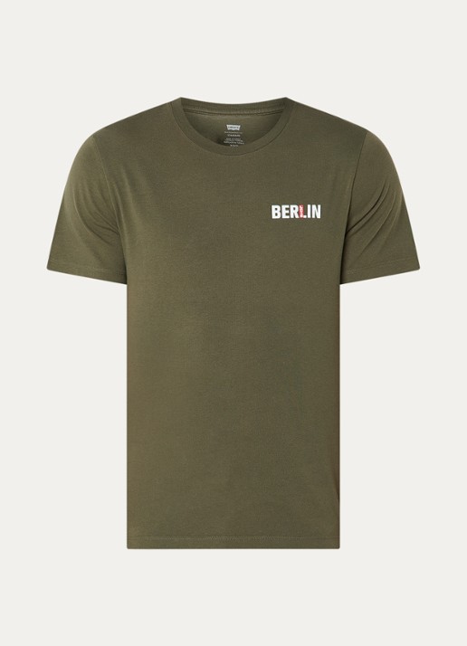 Levi's T-shirt met logo - voorkant 3 legergroen