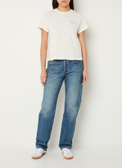 Levi's T-shirt met logoborduring  - voorkant 2 beige