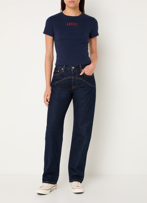 Levi's T-shirt met logoborduring - voorkant 2 donkerblauw