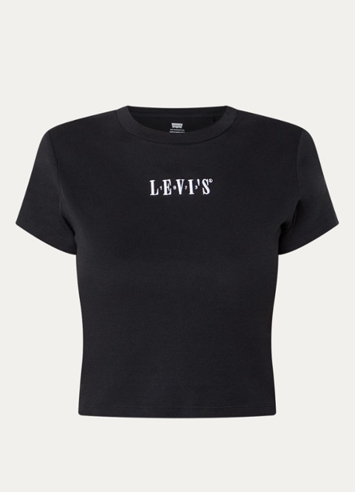 Levi's T-shirt met logoborduring - voorkant 3 zwart