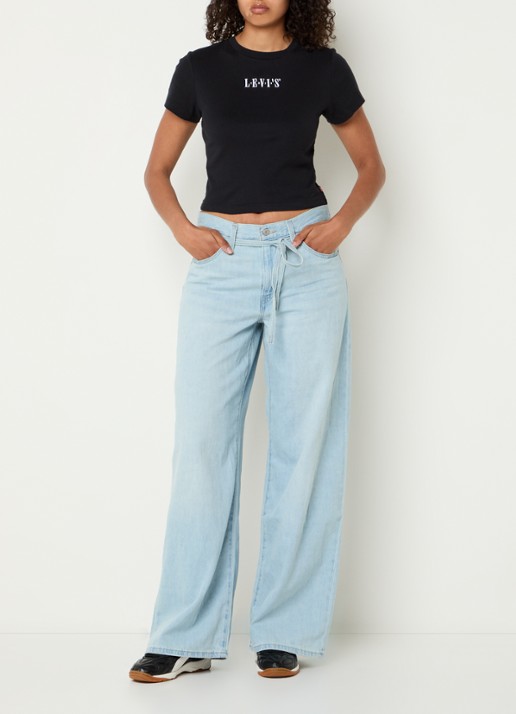 Levi's T-shirt met logoborduring - voorkant 4 zwart