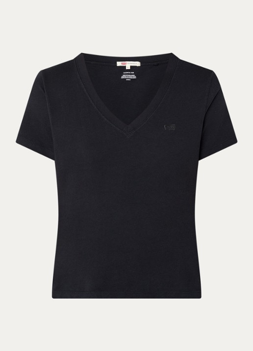 Levi's T-shirt met logoborduring - voorkant 2 zwart