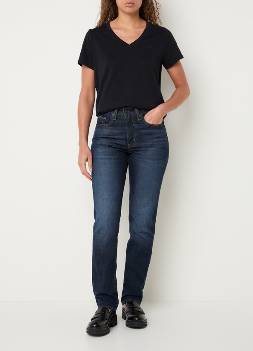 Levi's T-shirt met logoborduring - voorkant 3 zwart