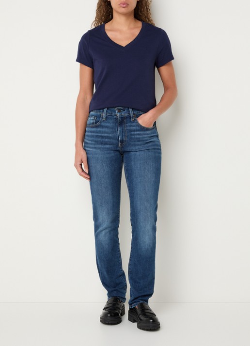 Levi's T-shirt met logoborduring - voorkant 3 donkerblauw