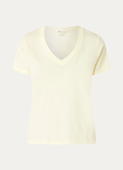 Levi's T-shirt met logoborduring - voorkant 3 lichtgeel