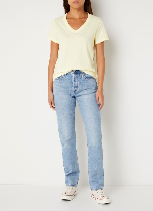 Levi's T-shirt met logoborduring - voorkant 4 lichtgeel