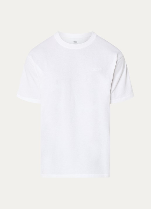 Levi's T-shirt met logoborduring - voorkant 3 wit
