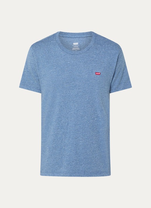 Levi's T-shirt met logoborduring - voorkant 3 staalblauw