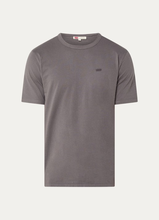 Levi's T-shirt met logoborduring - voorkant 2 donkergrijs