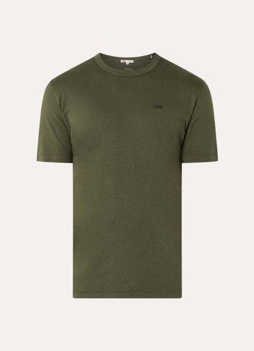 Levi's T-shirt met logoborduring - voorkant 4 legergroen