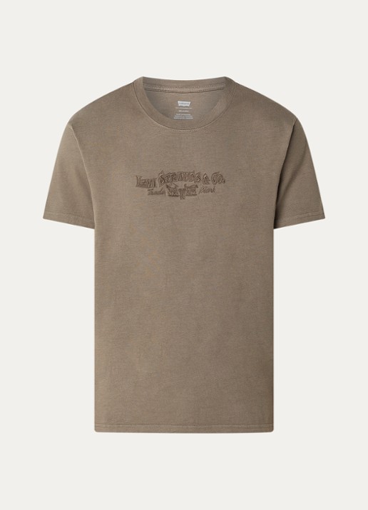 Levi's T-shirt met logoborduring - voorkant bronsgroen