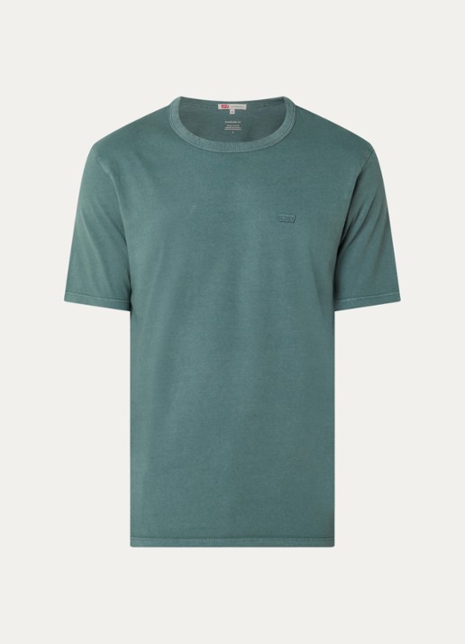 Levi's T-shirt met logoborduring - voorkant zeegroen