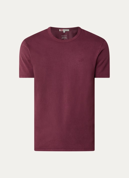 Levi's T-shirt met logoborduring - voorkant steenrood
