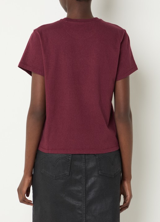Levi's T-shirt met logoprint en strass - achterkant bordeauxrood