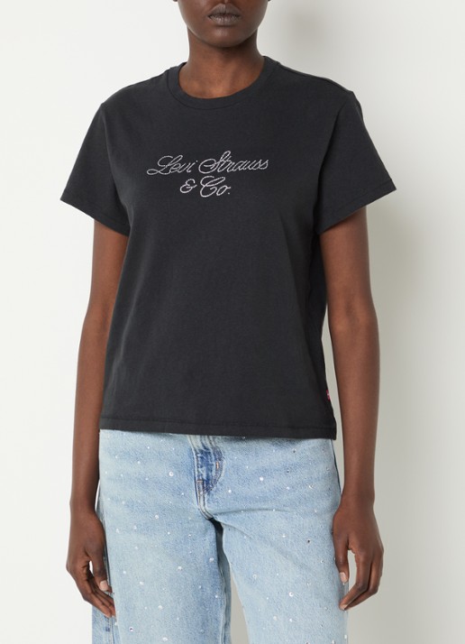 Levi's T-shirt met logoprint en strass