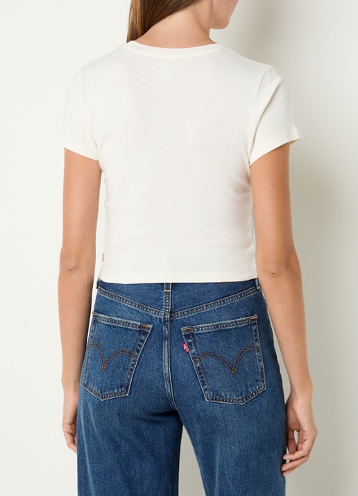 Levi's T-shirt met logoprint en strass - achterkant 3 gebroken wit